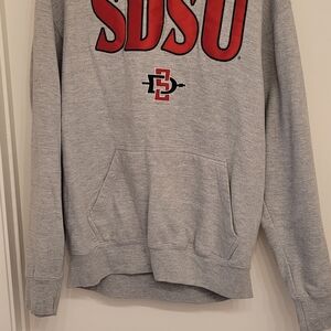 MV Sport Gray Fleece Hoodie with Black Logo Accents